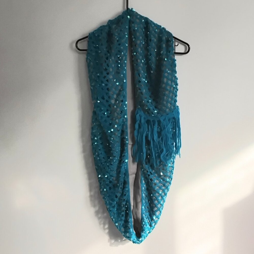 3/$25 Beautiful 68" Blue Sequenced Wrap NWOT!!